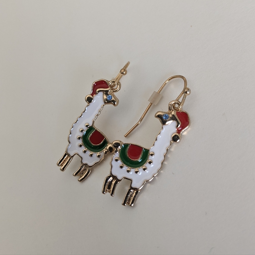 Avon "Fa La La Llama" Christmas Earrings, New without tags - Picture 4 of 5